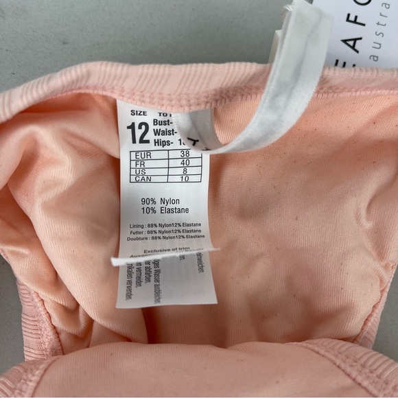 NEW Seafolly Inka Ribbed Brazilian Strappy Bikini Bottom Cheeky Women's Size 8 - Picture 7 of 9